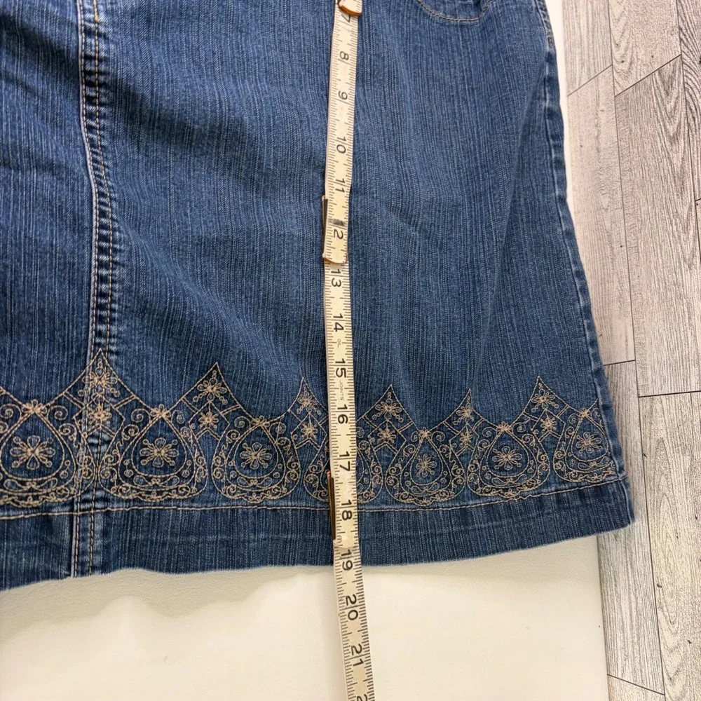 Gloria Vanderbilt Skort Women 18W Blue Embroidered Hem Denim Skirt Shorts